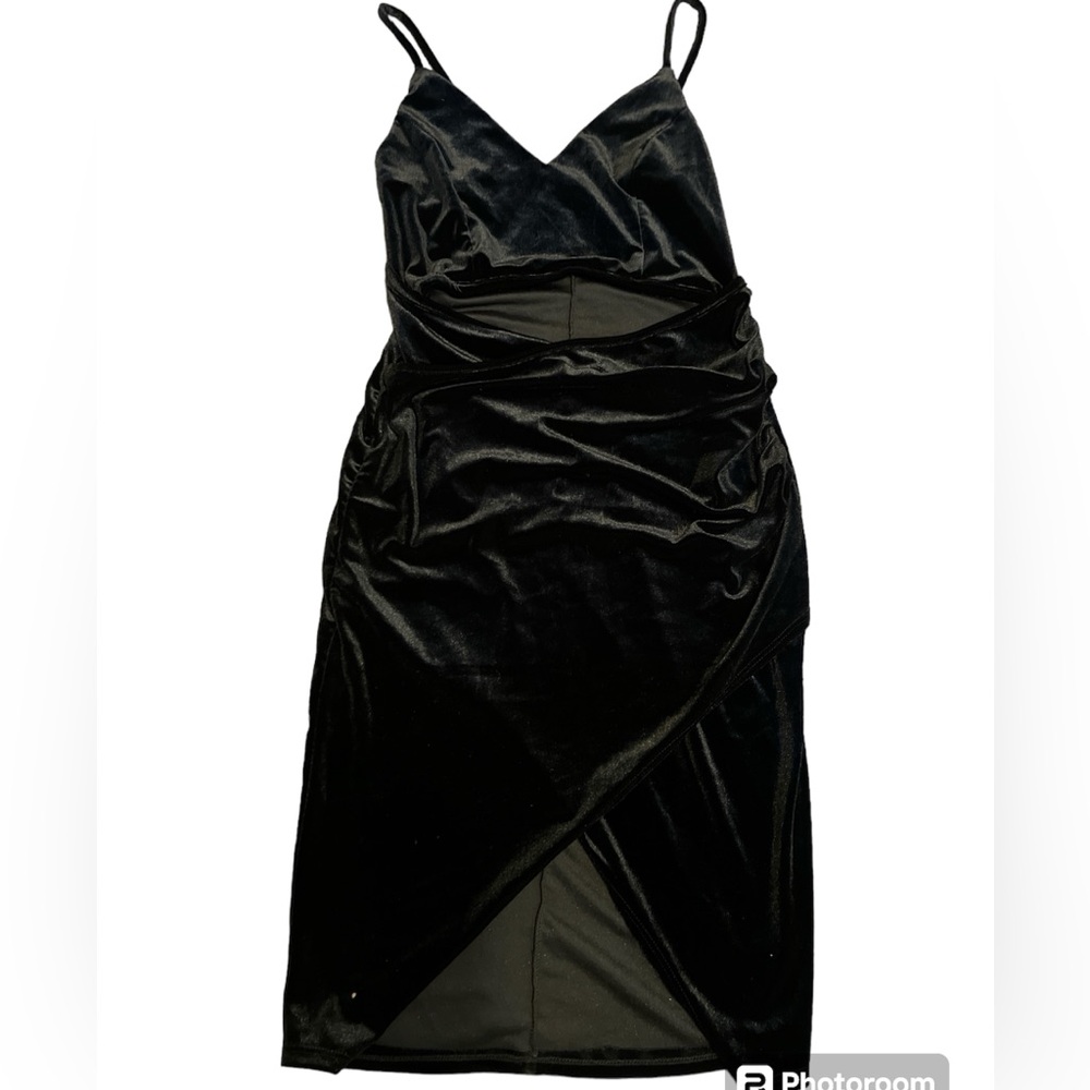 Fashion Nova Black Velvet Mini Dress